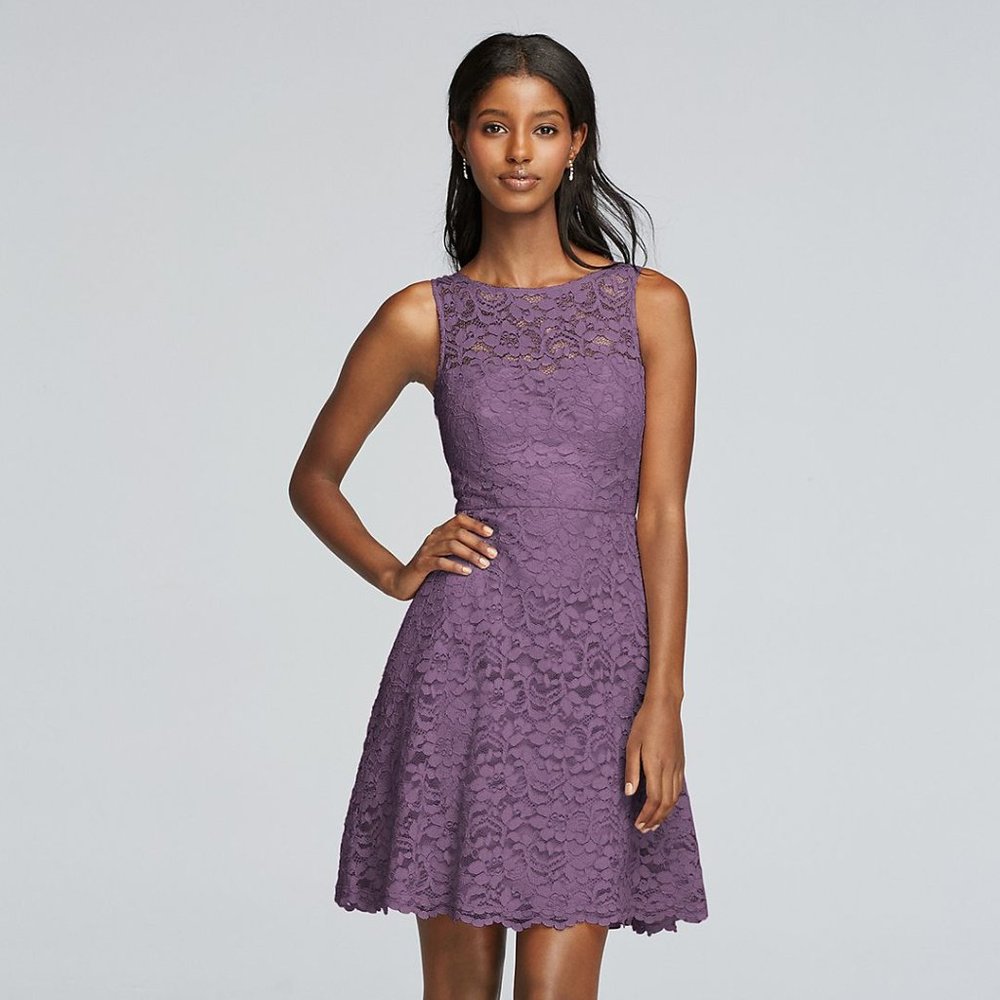 David's Bridal Short Sleeveless Lace Bridesmaid Dress (NWOT)